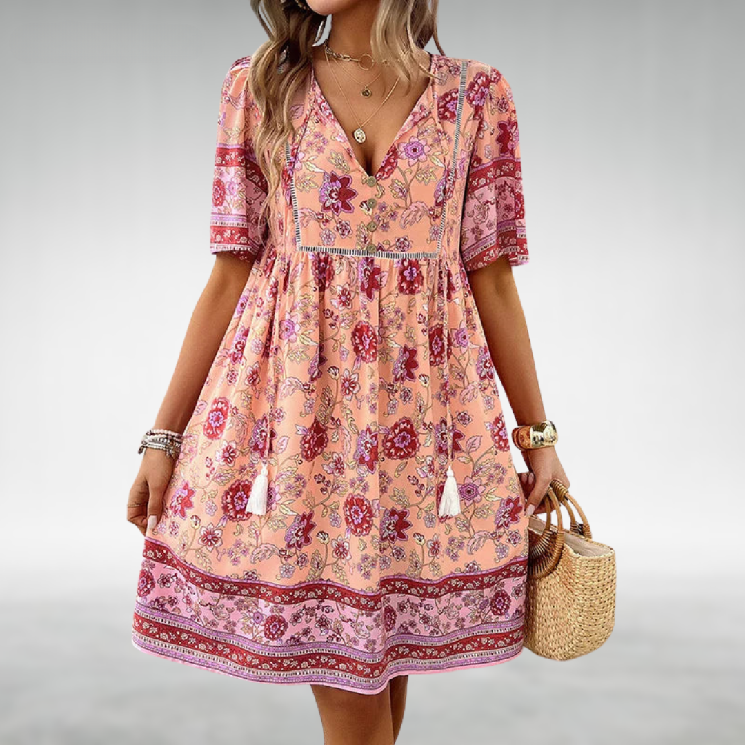 Veronica™ | Floral V-Neck Dress