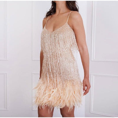 Emma™ | Stylish Fringe Feather Cocktail Dress