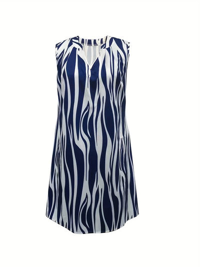 Eva ™ | Striking Striped Sleeveless Dress