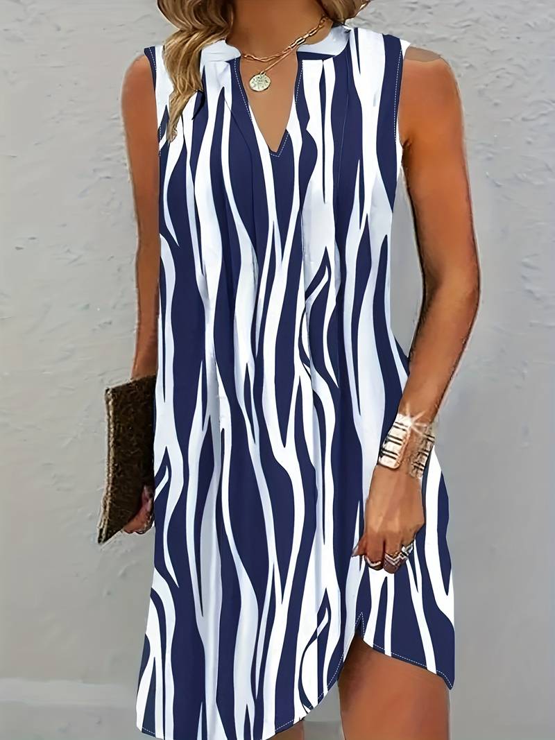 Eva ™ | Striking Striped Sleeveless Dress