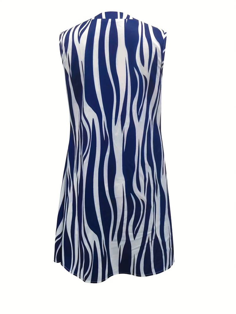 Eva ™ | Striking Striped Sleeveless Dress
