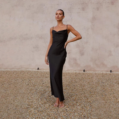 Eleanor™ | Satin Cowl Neck Maxi Dress