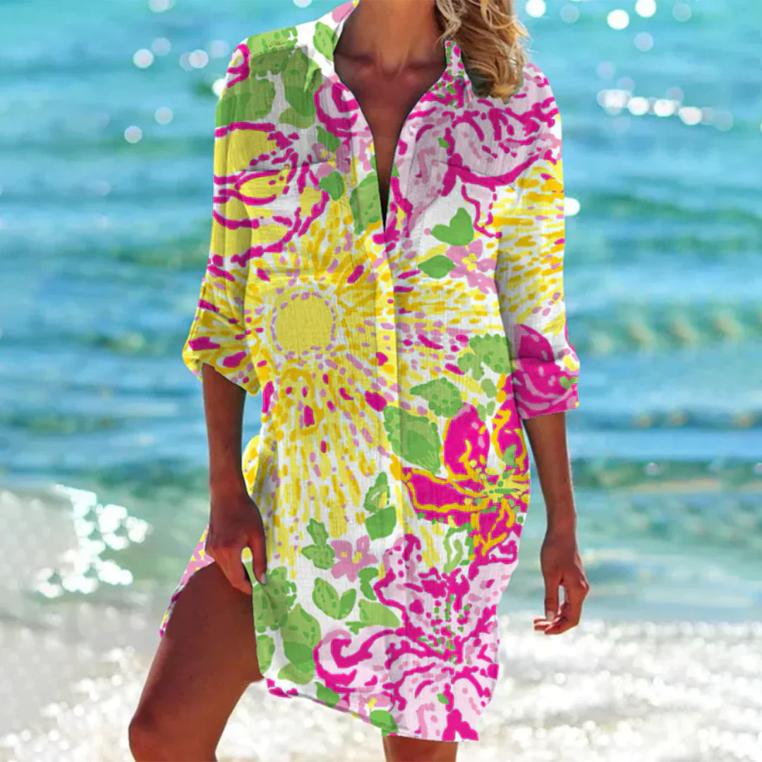 Imogen | Vibrant Tie-Dye Beach Shirt Dress