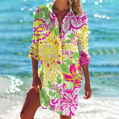 Imogen | Vibrant Tie-Dye Beach Shirt Dress