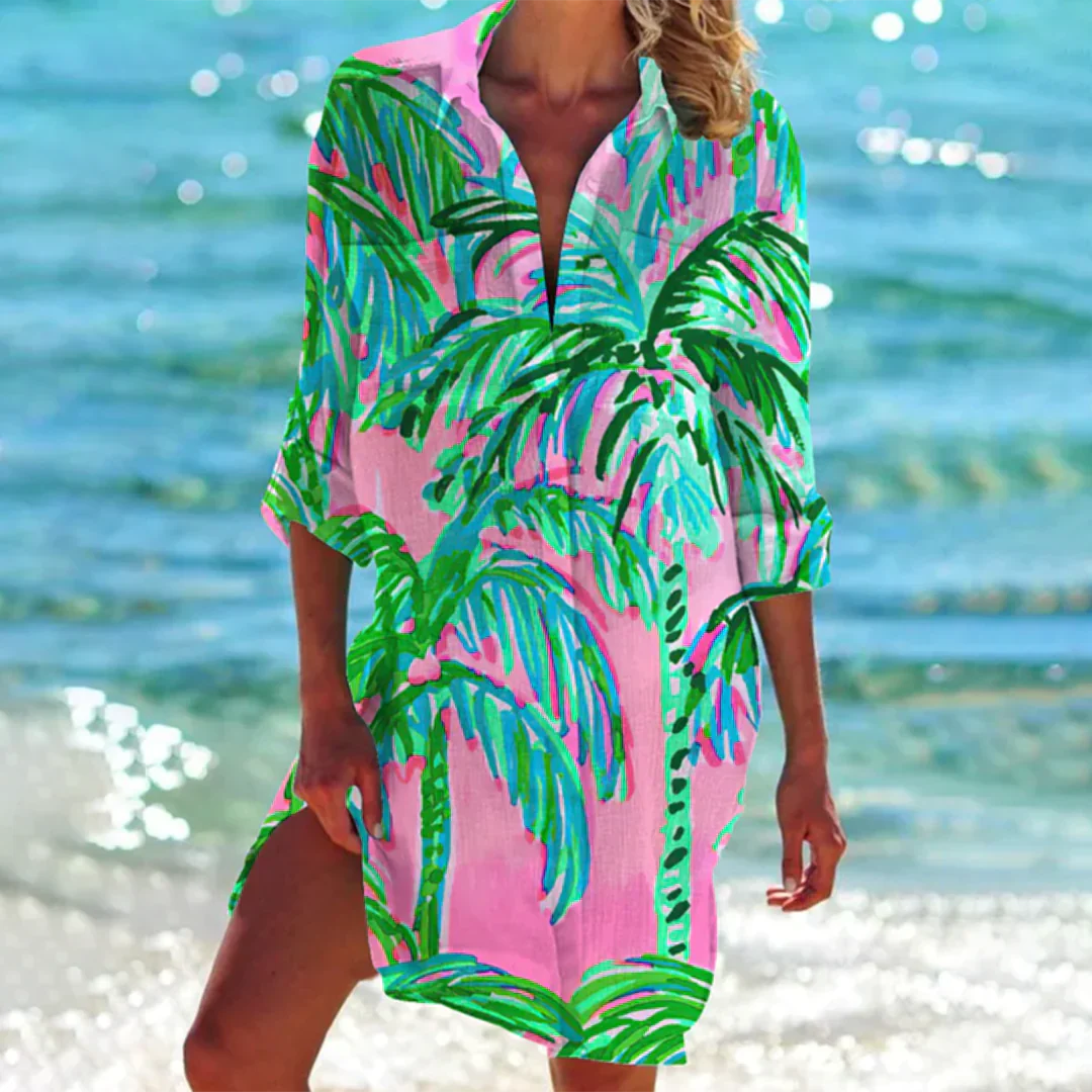 Imogen | Vibrant Tie-Dye Beach Shirt Dress