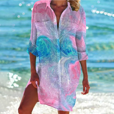Imogen | Vibrant Tie-Dye Beach Shirt Dress
