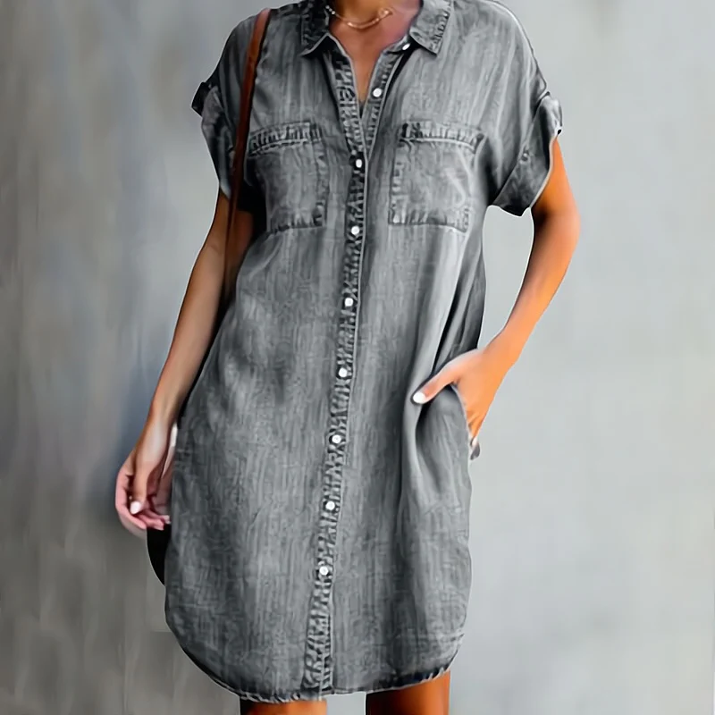 Delight™ | Effortless Denim Button-Up Dress