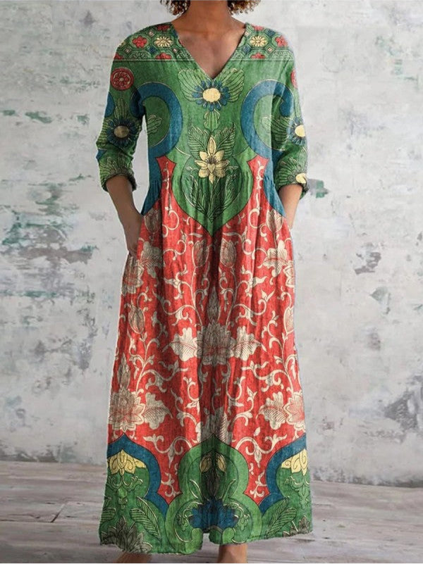 Aroa™ | Vintage Floral Maxi Dress