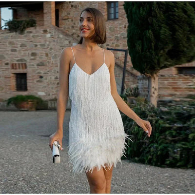 Emma™ | Stylish Fringe Feather Cocktail Dress